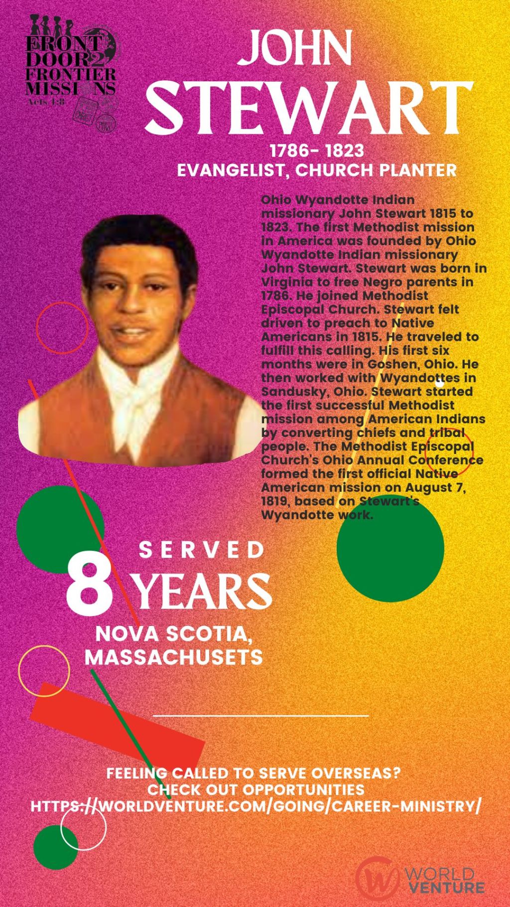 John Stewart served in Ohio among the Wyandotte&nbsp;people