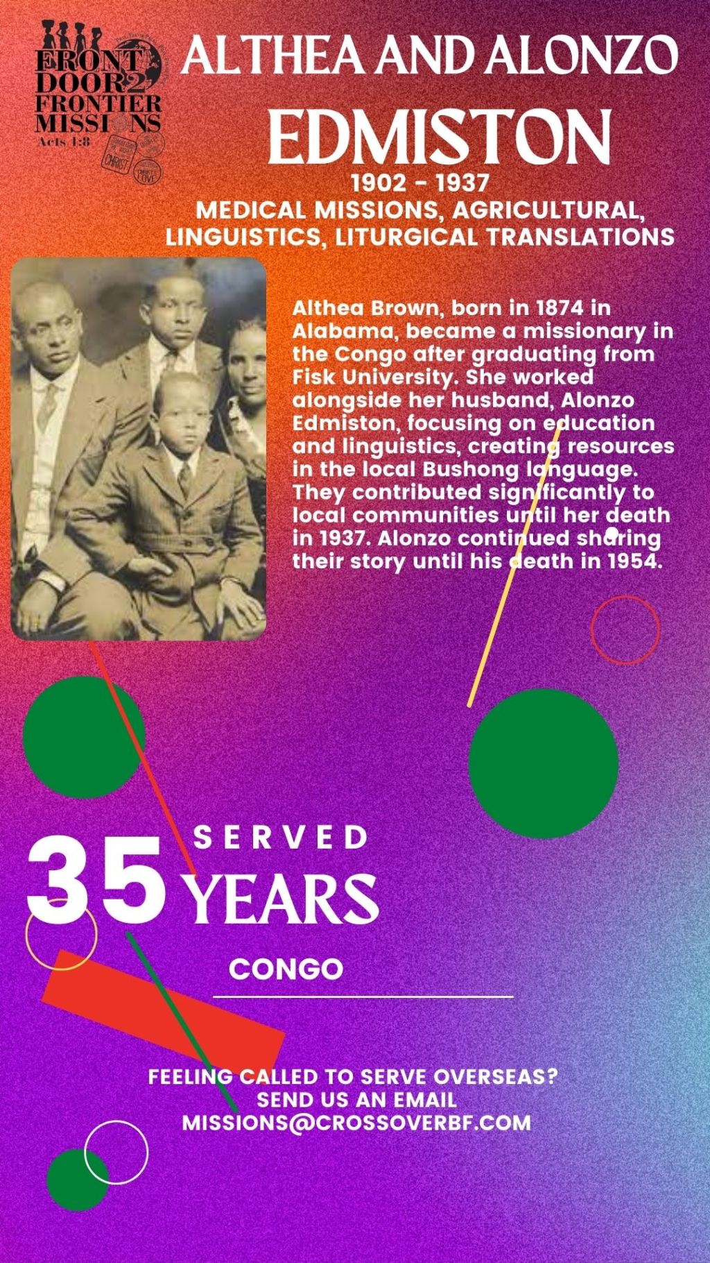 Althea and Alonzon Edmiston’s Role in Education and Agriculture in the&nbsp;Congo