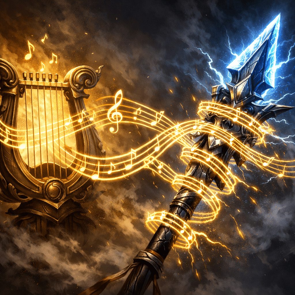 David's lyre against Saul's spear